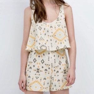 𝅺nwt Zara Trafaluc V Neck Sleeveless Boho Romper